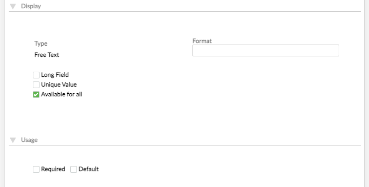 Example of Available for all checkbox selected which then enables basic usage settings